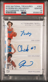 2022 NATIONAL TREASURES HOLMGREN WILLIAMS GIDDEY TRIPPLE AUTO #OKC PSA 10